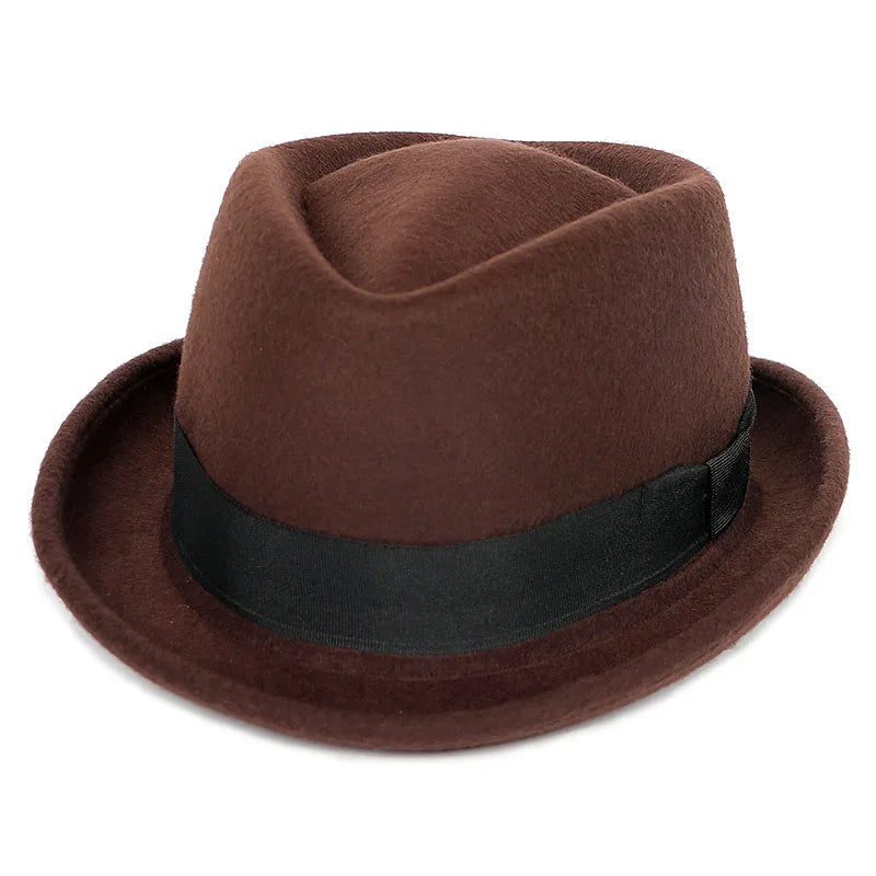Classic Fedoras Men's Hat Fashion Autumn 2025 Solid Winter Short Sleeve Fedora Jazz Top Hats Women Black Gentleman Felt Cap