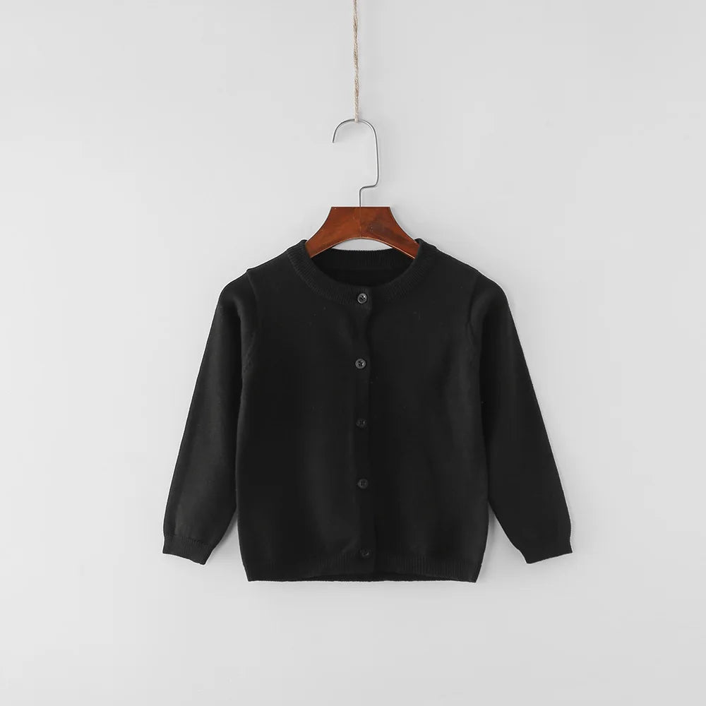Cárdigans infantiles para niñas de 70-150 cm, suéter blanco y negro para bebés, chaquetas de punto para niños, ropa de primavera y otoño de algodón