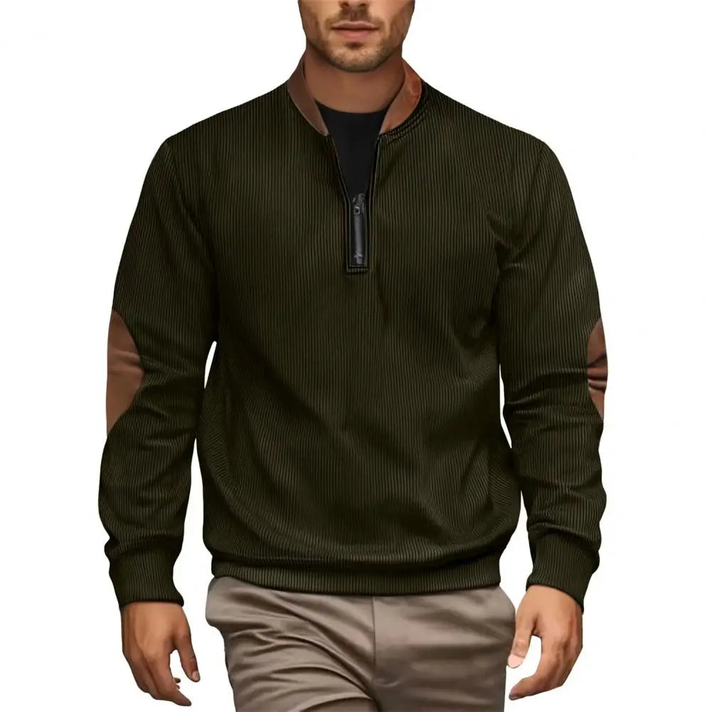 Men Sweatshirt Autumn Half-zip Men's Stand-up Collar Casual Loose Pullover Jacket