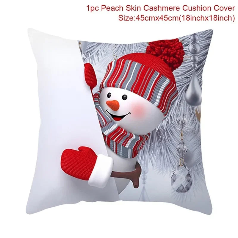 Merry Christmas Cushion Cover Christmas Decorations for Home 2021 Cristmas Ornament Noel Xmas Decor Navidad Happy New Year Gifts