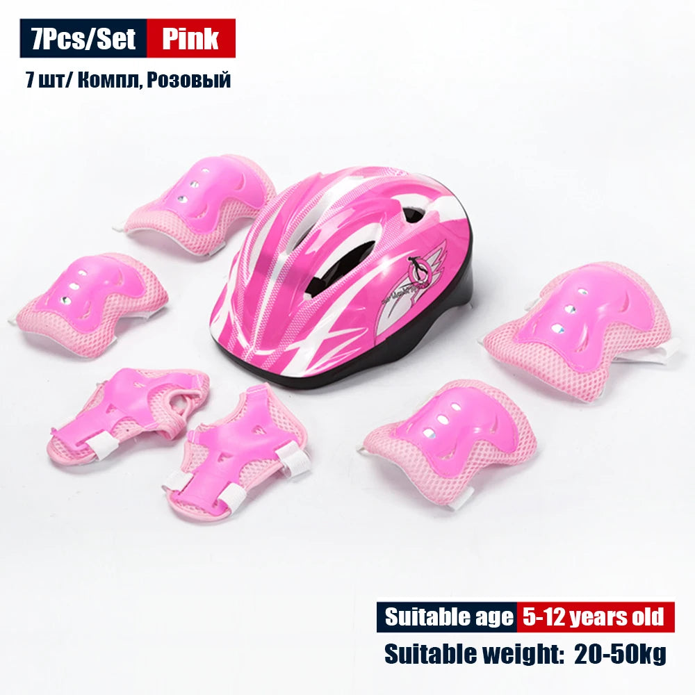 Set de Equipo de Protección para Niños Patinaje Casco Protector Rodilleras Coderas Muñequeras Niño Niña Bicicleta Patineta Esquí Patinete Deportes