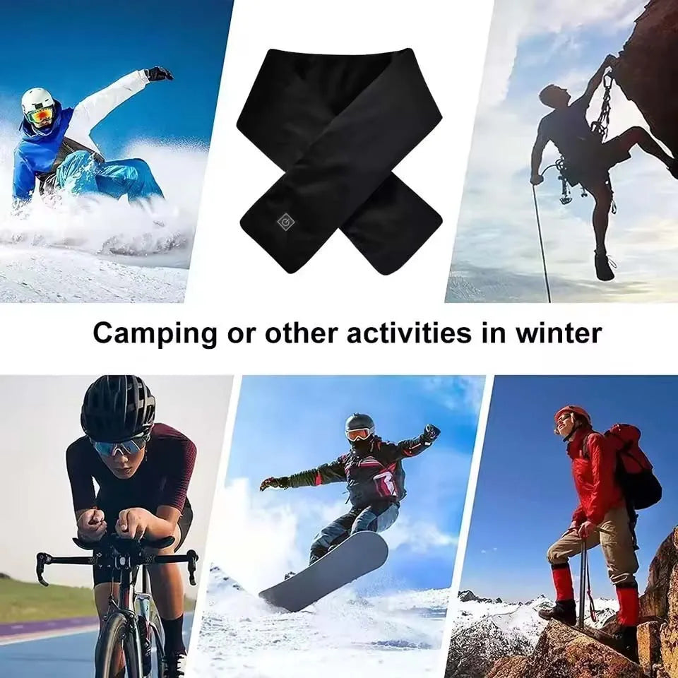 Écharpe chauffante USB pour femmes et hommes, 3 niveaux de température, polaire lavable, chauffe-cou électrique, piles non incluses, idéale pour le camping