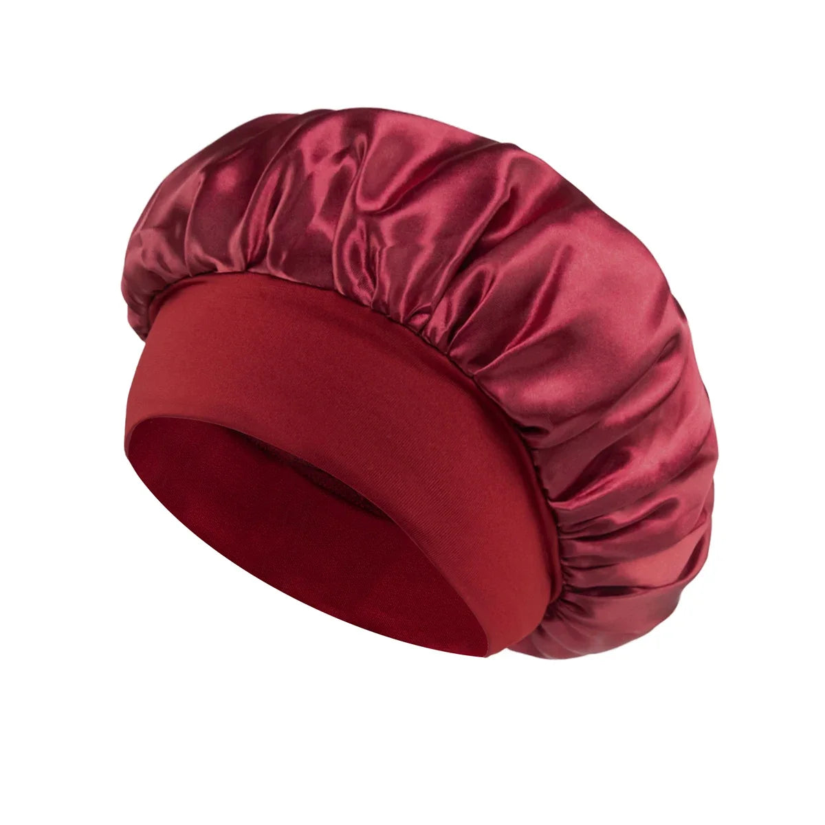 Fashion Bonnet Large Wide Edge Elastic Hat Casual Sports Silk Smooth Suitable for Curled Straight Hair Sleeping Hat Women's men