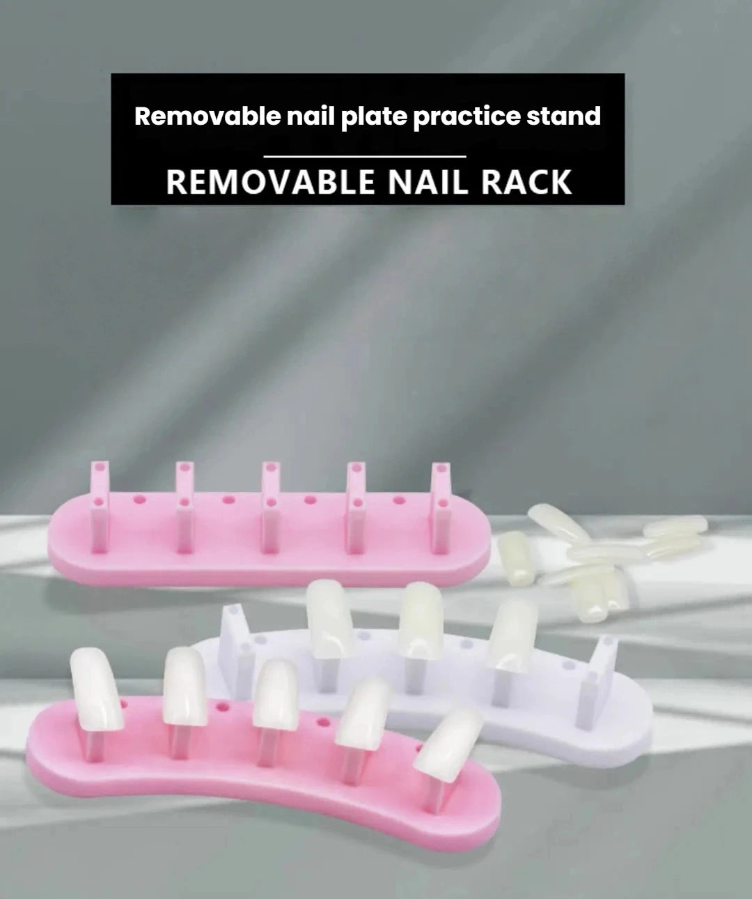Nail Art Tools Combo - Curved & Straight Nail Tips Holders with Display Stand for Nail Art Students
