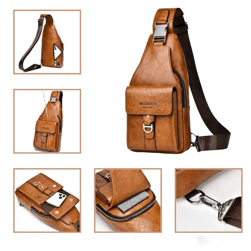 Bandolera de cuero sintético para hombre