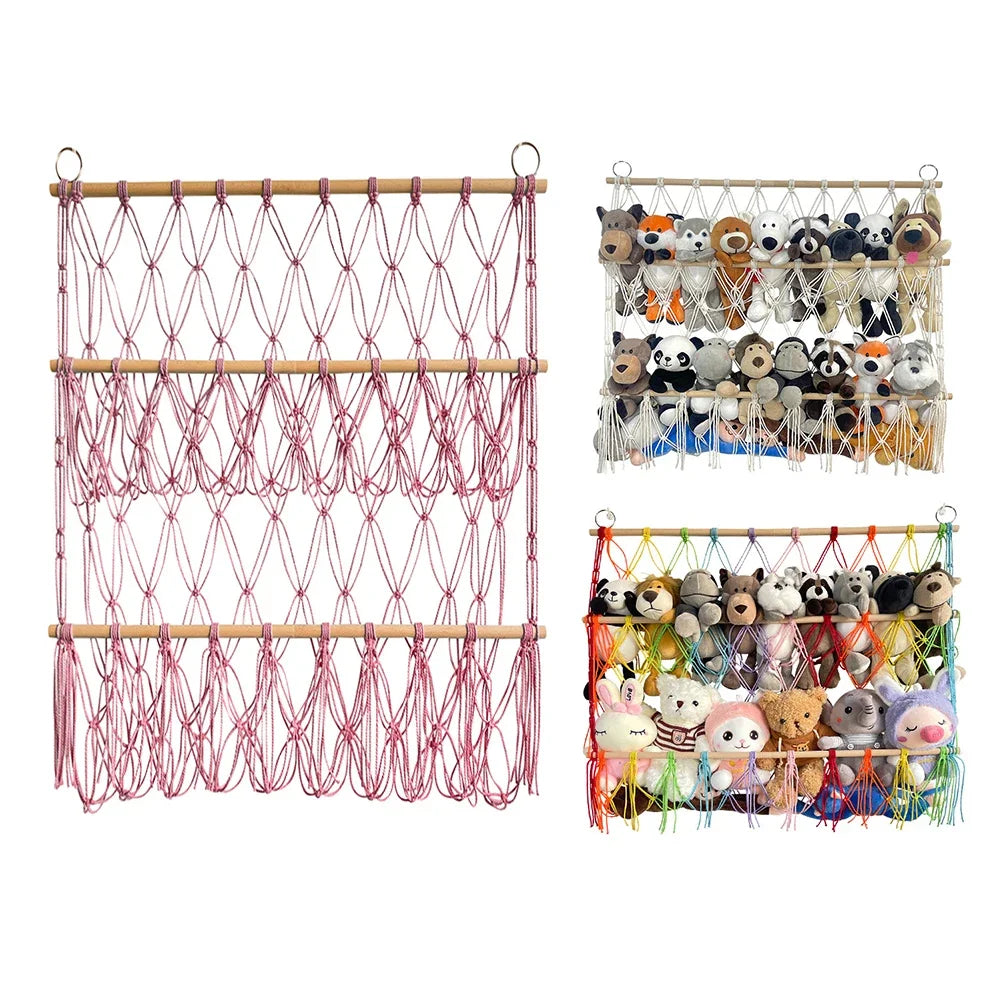 Stuffed Animal Storage Hammock Stuffed Animal Net With Hanging Hooks Hanging Toy Organizer For Children's Room Nursery