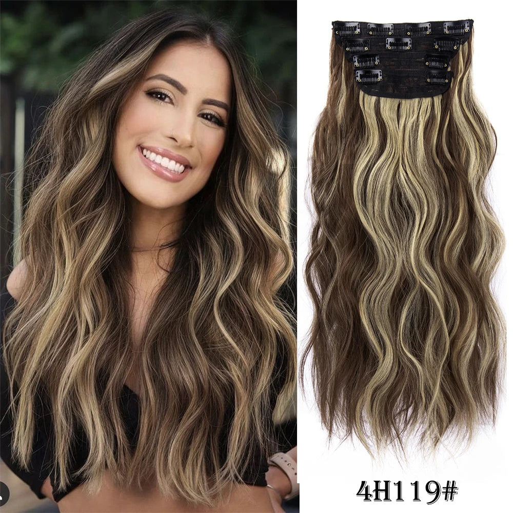 Extensiones de Cabello Ondulado Largo de Clip