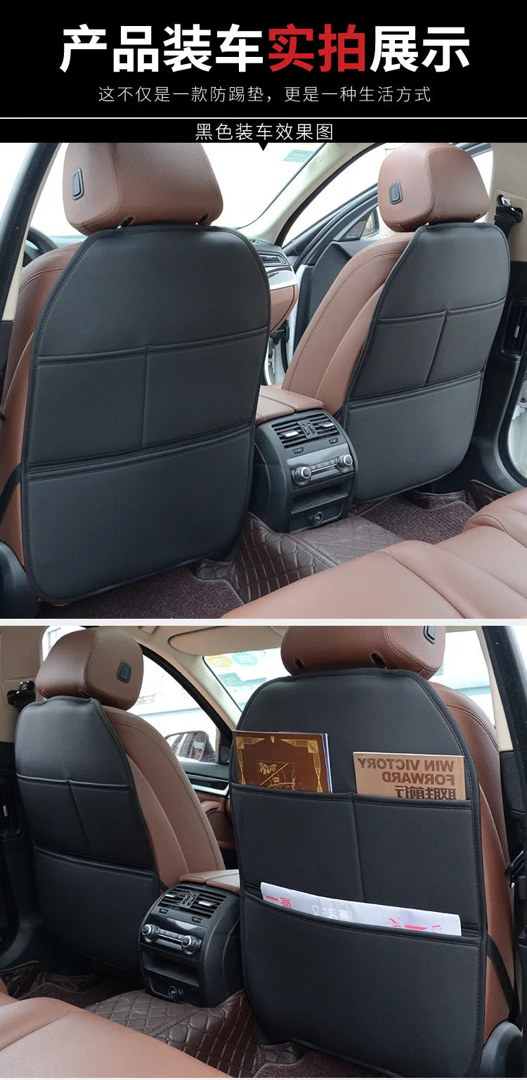 Protector de asiento trasero de coche de cuero sintético premium con relleno de esponja, a prueba de patadas, impermeable, universal para todas las estaciones, antideslizante, productos para coche