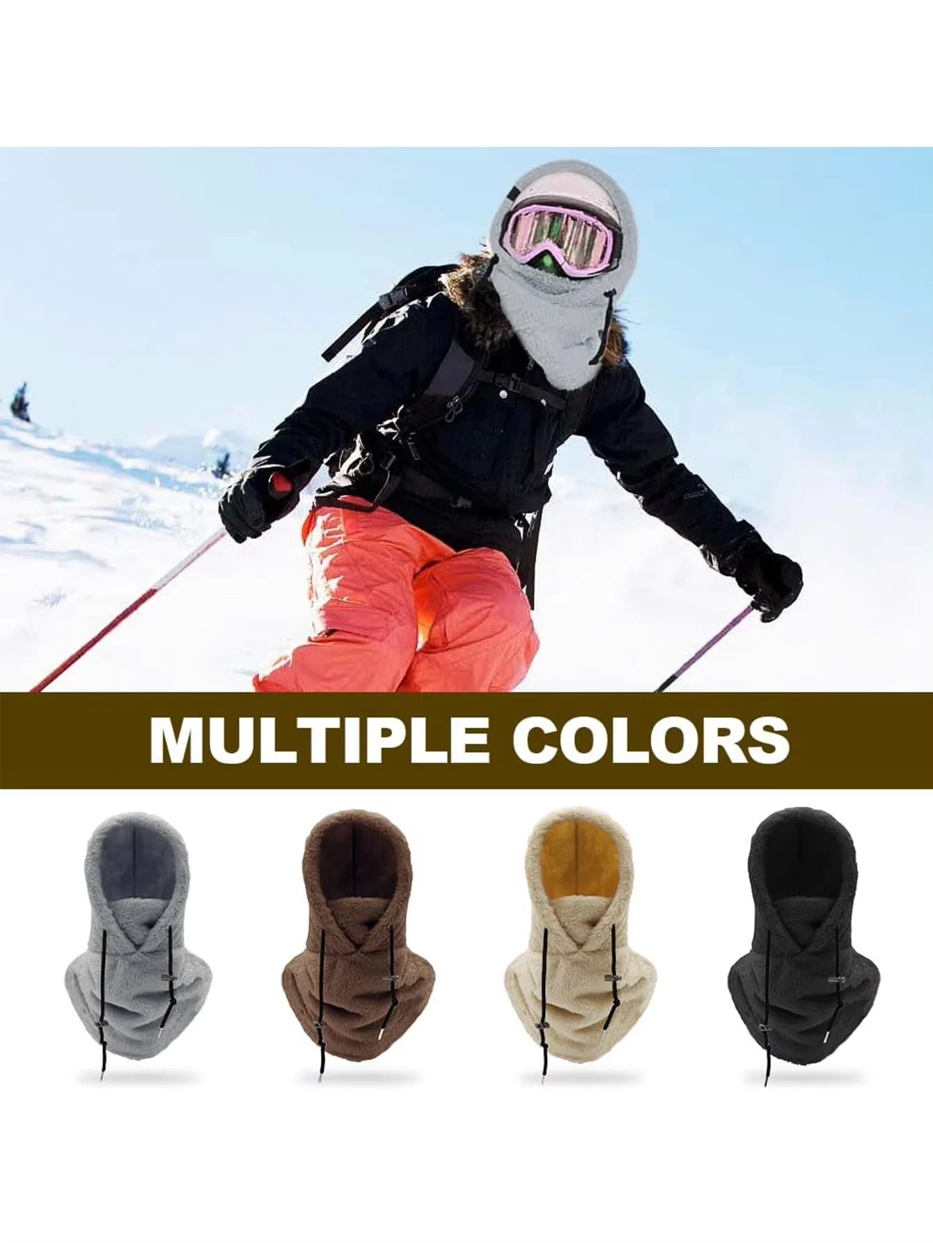 Cagoule coupe-vent pour l'hiver, masque de ski en polaire pour hommes et femmes, couvre-visage chaud, bonnet, écharpe