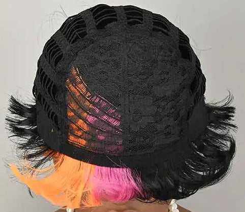 Perruque Pixie sans colle avec frange