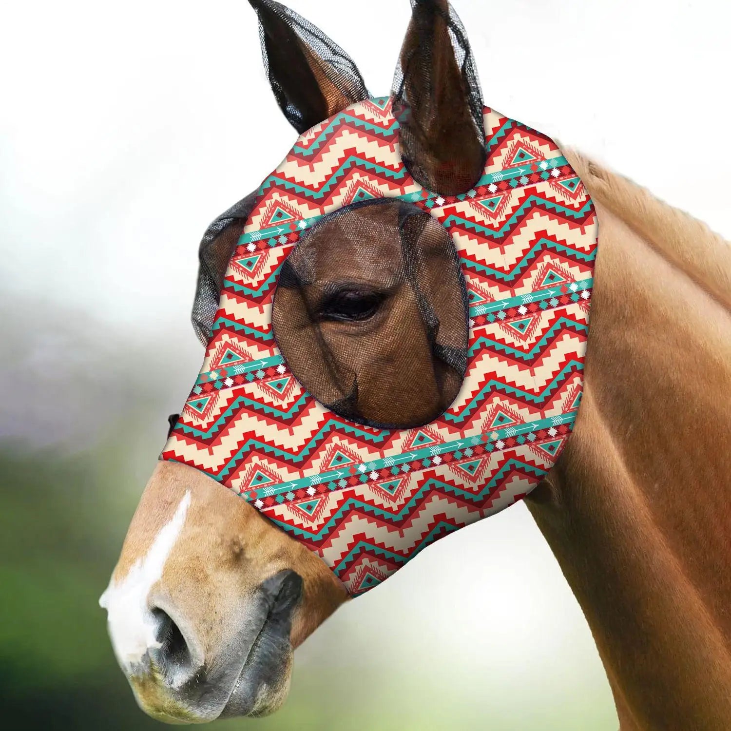 Masque anti-mouches pour chevaux, protection du visage, des oreilles, du nez et des oreilles, pour activités de plein air