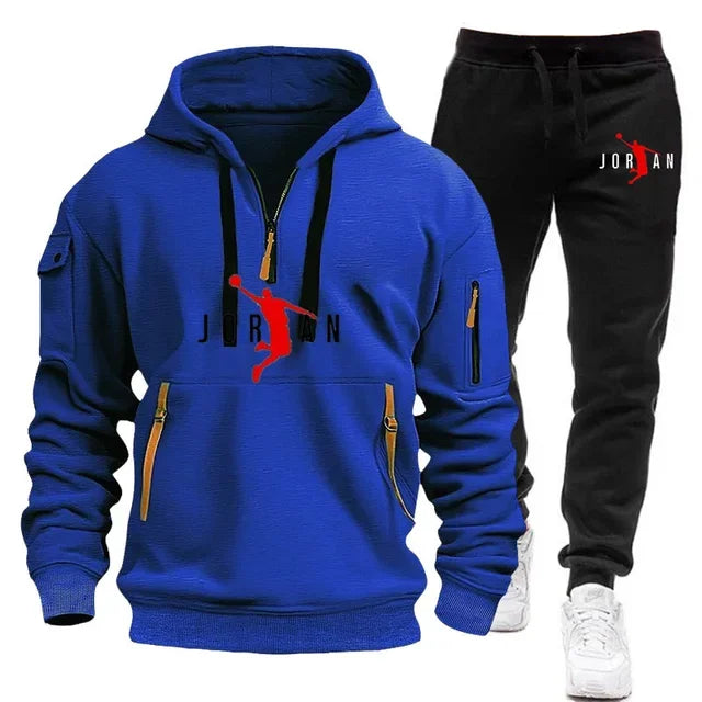 Autumn and winter new trend men's blazer + Tracksuit pants Fashion casual jogging print sportswear outdoor sportswear