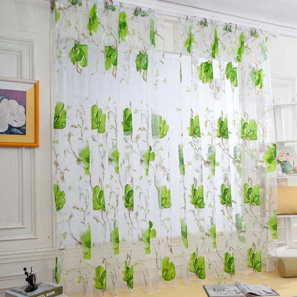 Floral Tulle Curtains For Living Room White Sheer Curtains For Bedroom Door Short Kitchen Window Curtains Drapes decoration