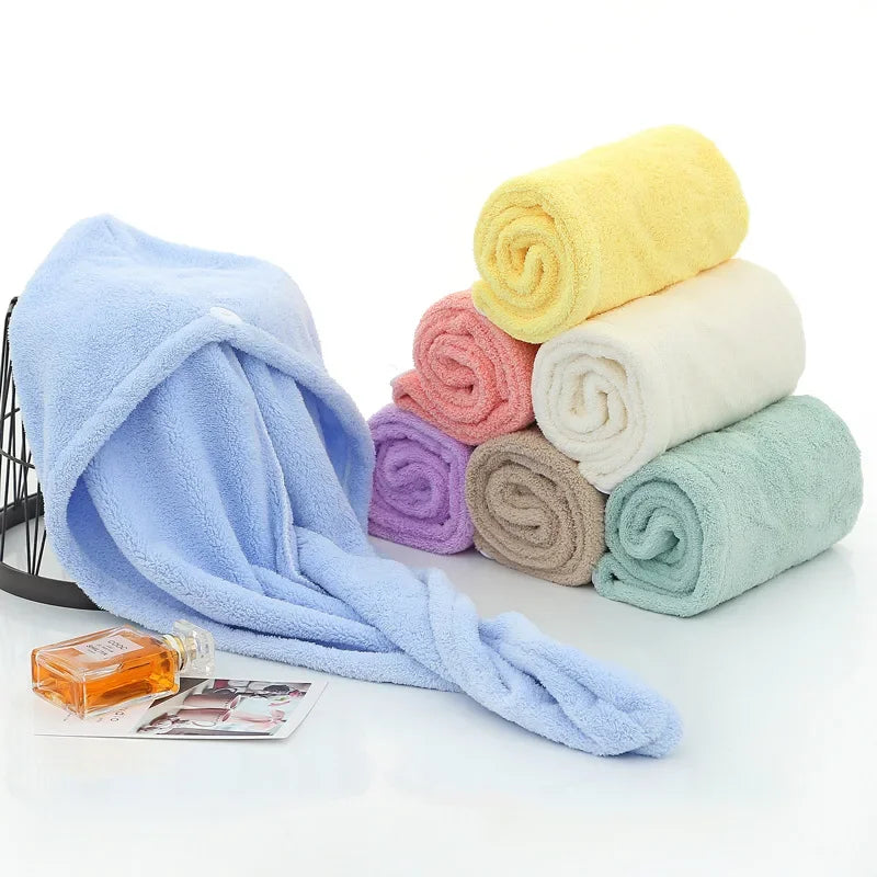 Girl's Hair Drying Hat Quick-dry Hair Towel Cap Hat Bath Hat Microfiber Solid Towel Cap Super Absorption Turban Hair Dry Cap