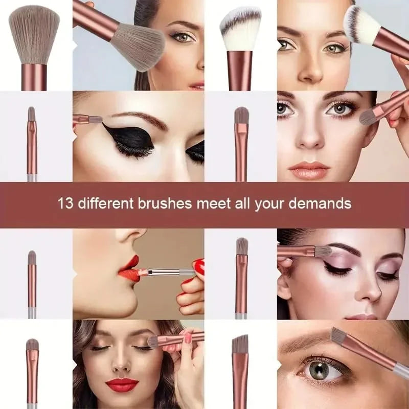 Wholesale 13PCS Makeup Brushes Set Eye Shadow Foundation Women Cosmetic Brush Eyeshadow Blush Beauty Soft Make Up Tools Bag