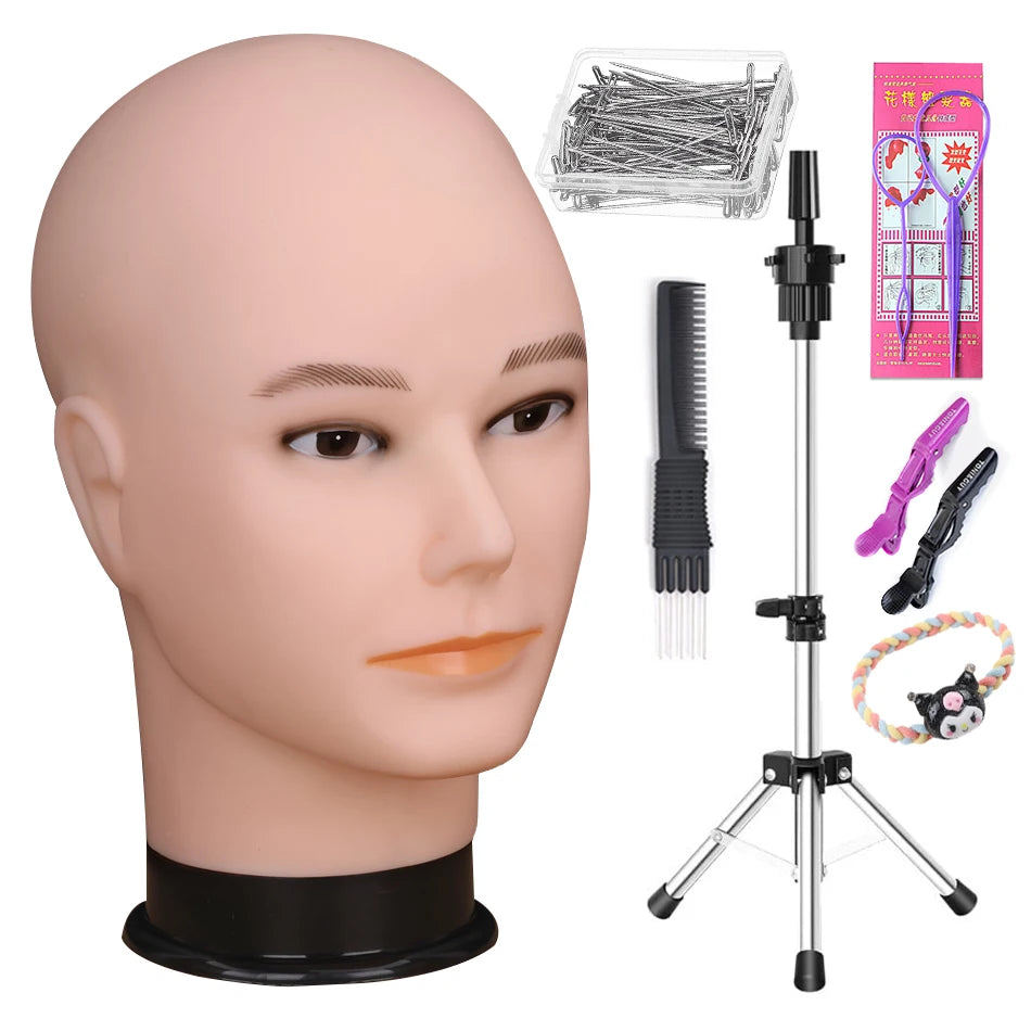 Mannequin Head With Tripod For Making Wig Hat Glasses Mask Display Cosmetology Manikin Head For Makeup Practice Wig Install Kit