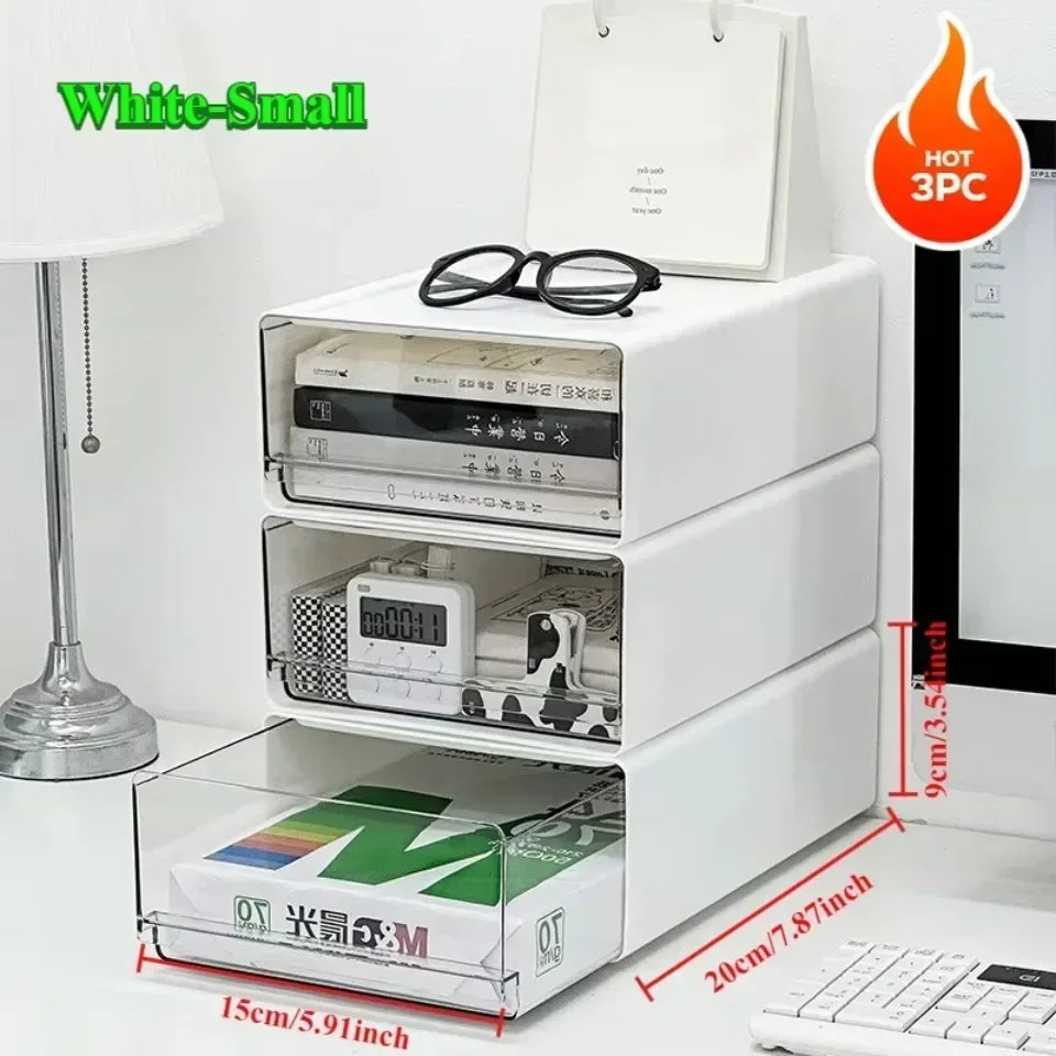 Desktop Organizer Drawer Makeup Storage Box Stationery Finishing Organizer Box Dormitory Desktop Organizer Cabinet  Dustproof