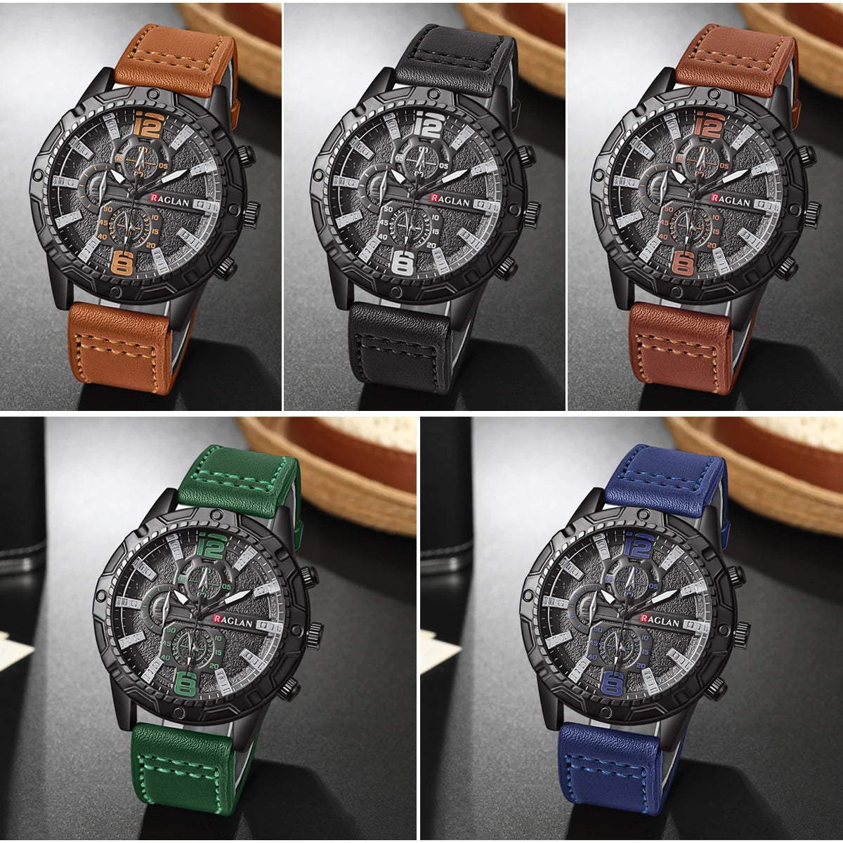 Toppmerkeklokke for menn Moteklokker Lærrem Klokke Herre Armbåndsur Gave Relogio Masculino Reloj Hombres
