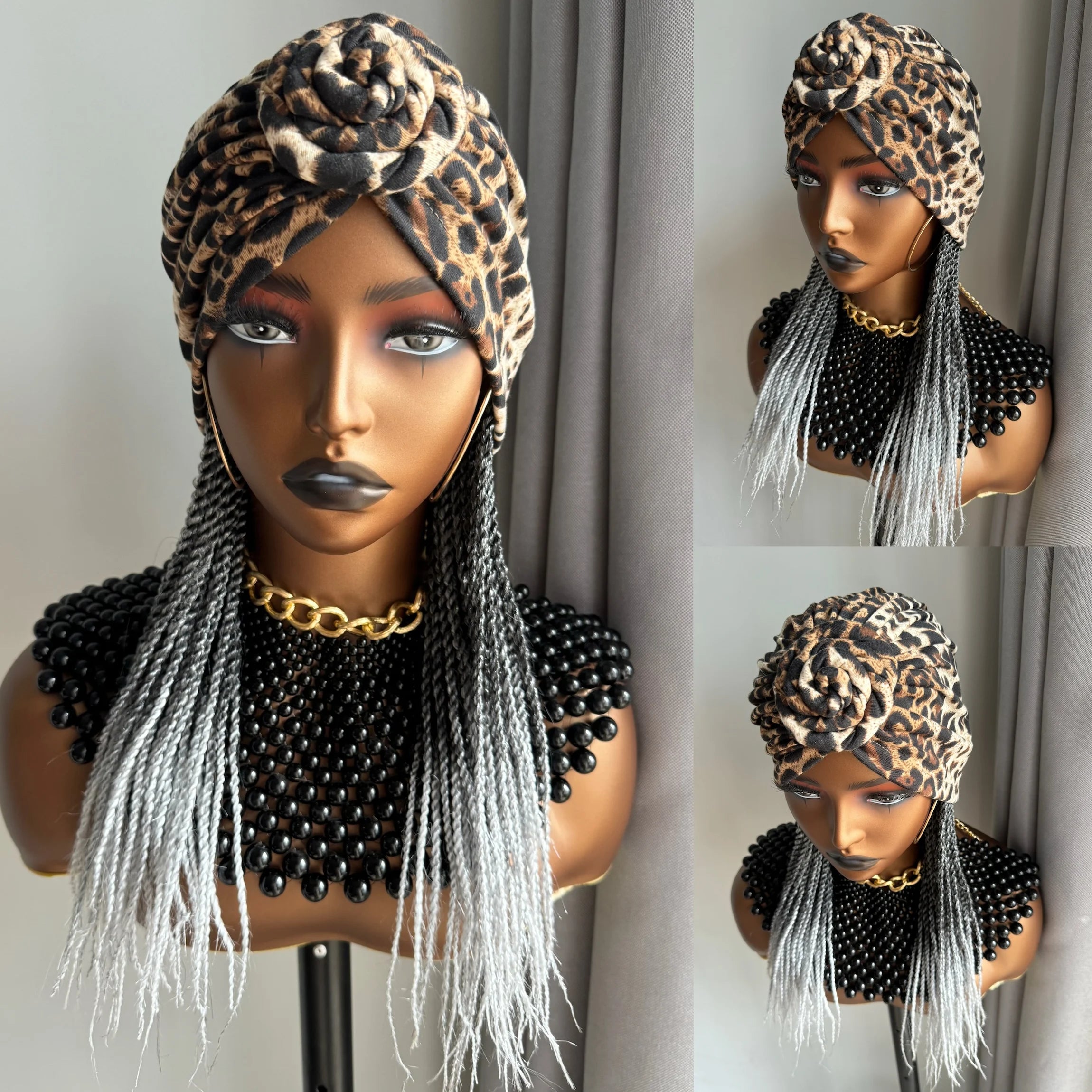 Peluca de diadema trenzada estilo Ombre