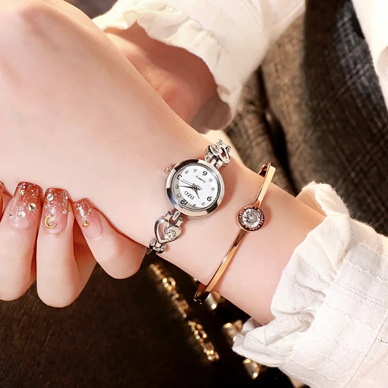 Fashion Women Heart Bracelet Watch Gold Quartz Watches for Women Wristwatch Casual Bracelet Watch Gifts Accessories Reloj Montre