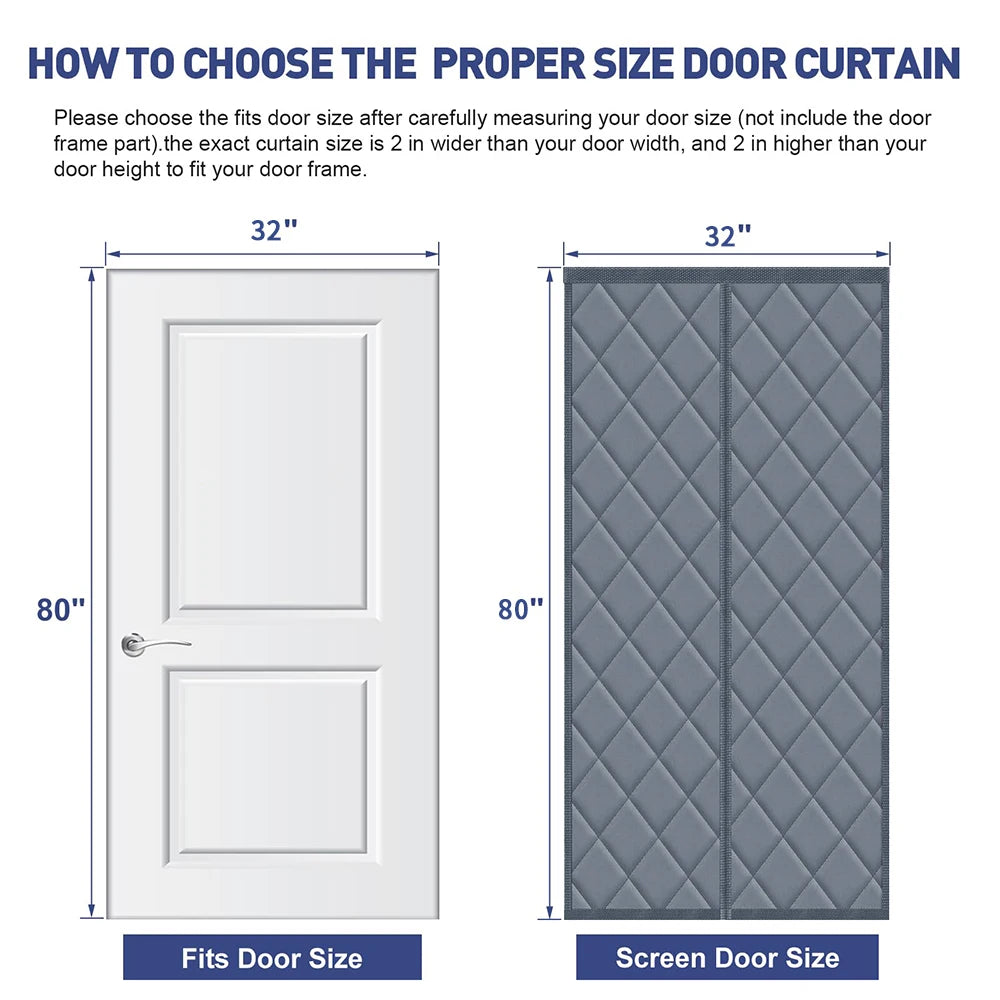 Rideau de porte magnétique isolant thermique, épais, pour chambre à coucher, salon, terrasse, portes coulissantes en verre, hiver