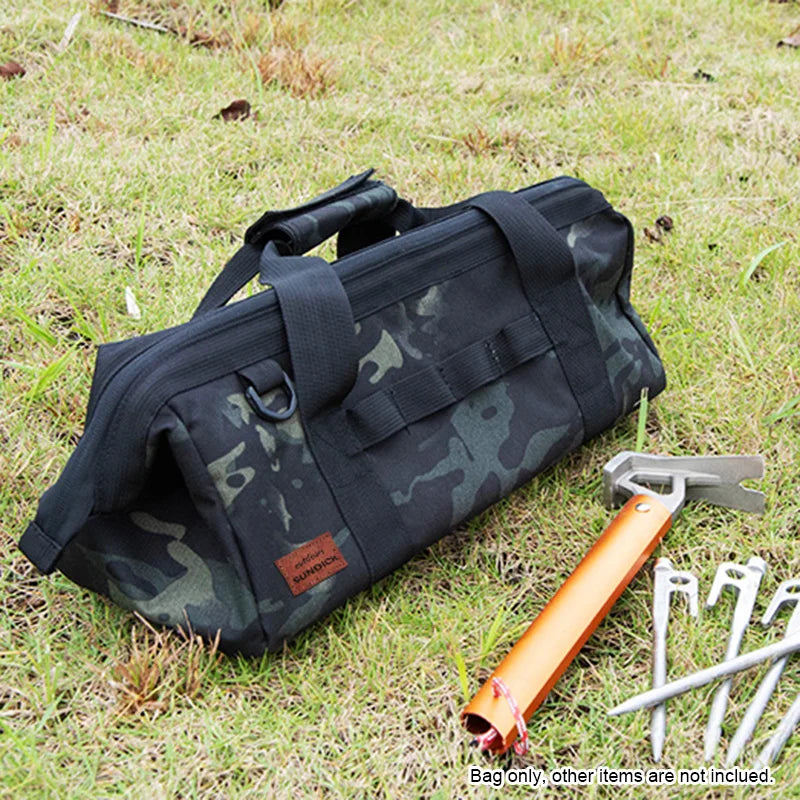 Bolsa de herramientas para camping, gran capacidad, boca ancha, bolsa de almacenamiento, bolsa de equipo resistente al agua