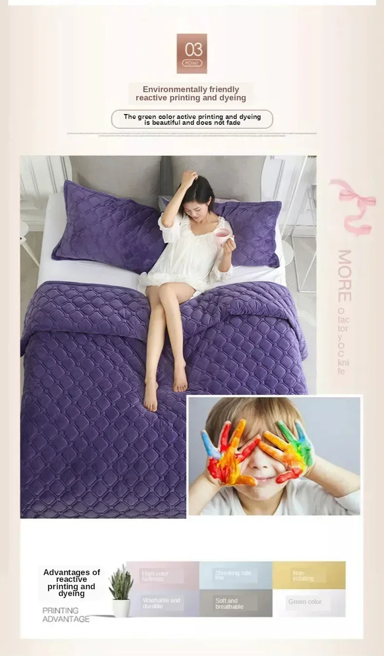 1PC Luxury Bed Cover Thickened Anti-Slip Bed Solid Color Warm Quilted Bedspread Bedding Velvet Comforter Short Plush Sofa Towel
