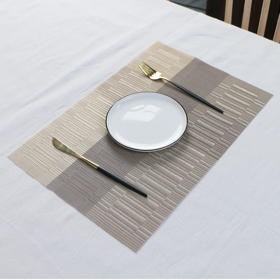 Placemats for Dining Table PVC Bamboo Pattern Table Mats Multiple Colors Non-Slip Heat Resistant Washable Easy to Clean