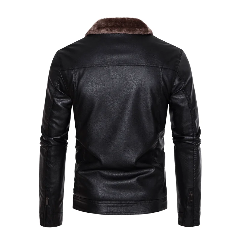 Veste en cuir doublée de fourrure pour homme