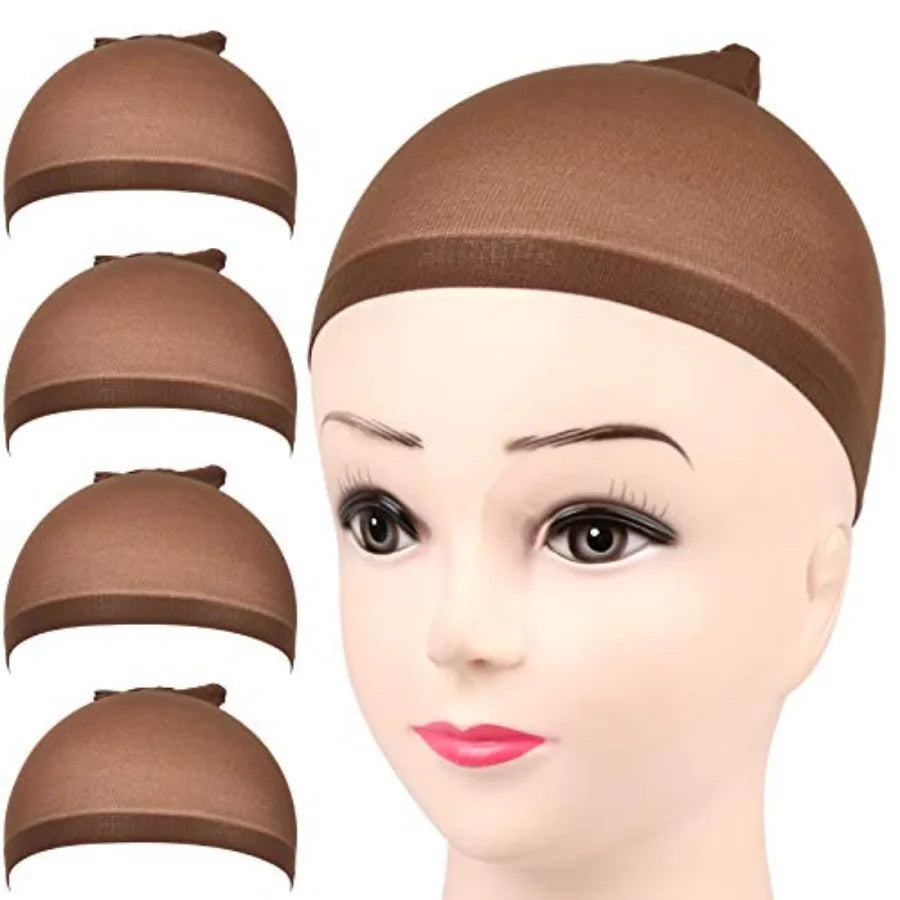 Wig Cap, 4 pieces Dark Brown Stocking s Stretchy s for Women