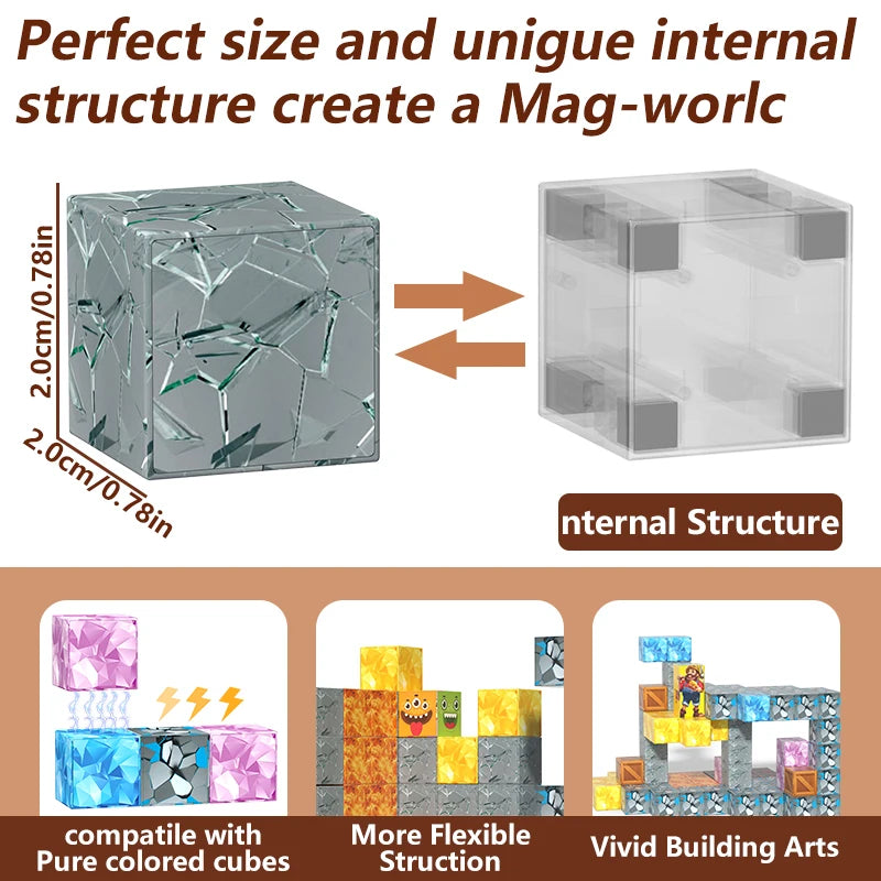 Magnetic building blocks DIY space toys, birthday gifts for boys and girls over 3 years old, easy to assemble and safe design