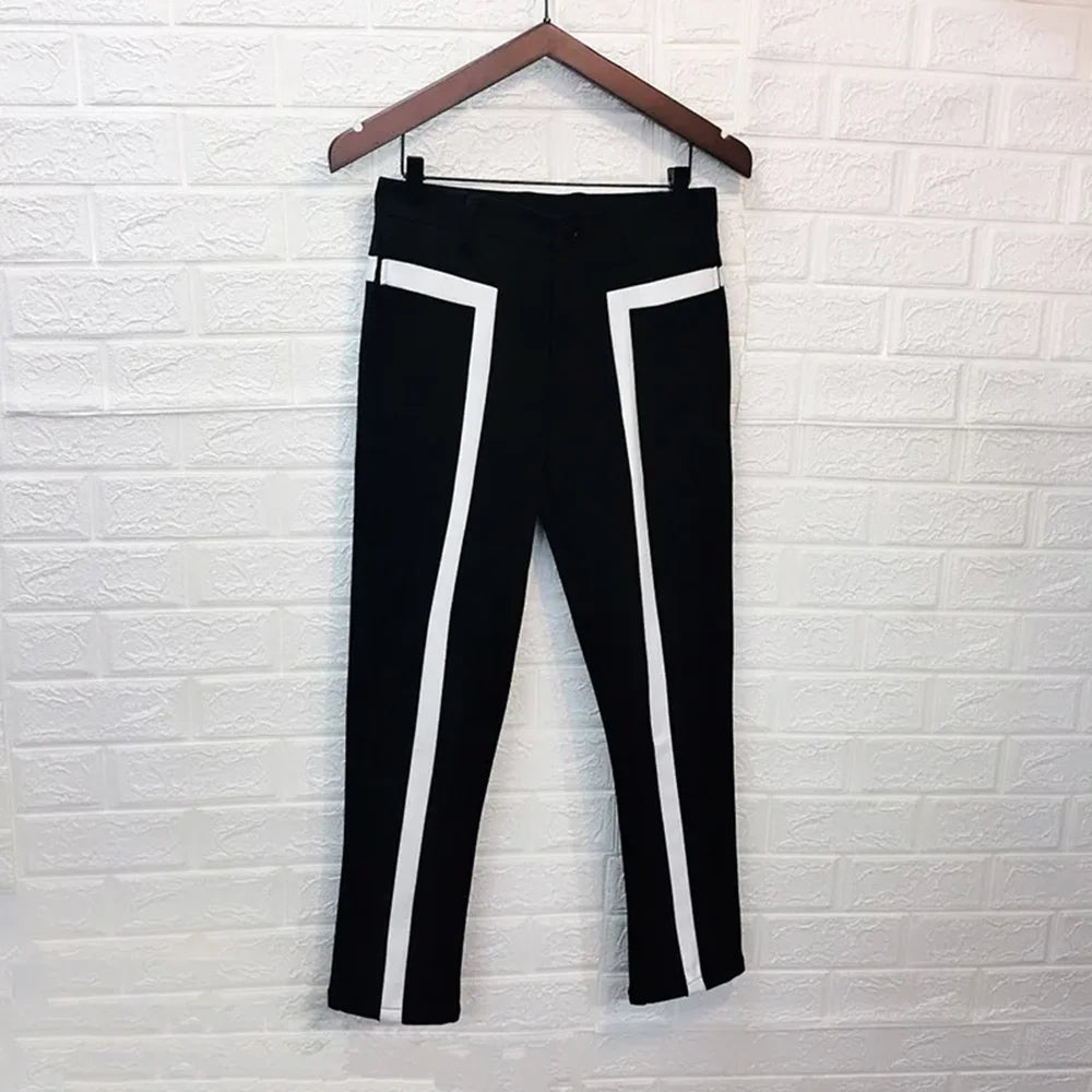 Traje de hombre de moda con blazer de manga larga en blanco y negro con pantalón, elegante, informal de negocios, formal diario, traje de dos piezas para hombre