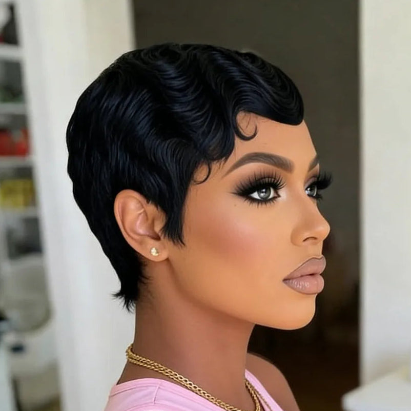 4" Finger Wave Pixie Wig
