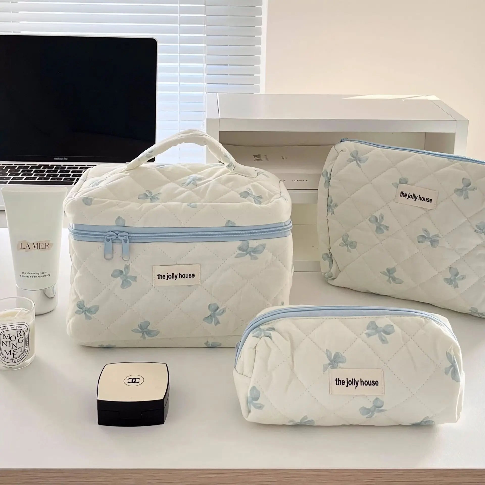 Bolsa de cosméticos para mujerBolsa de viaje para artículos de aseo Bolsa de maquillaje con lazo Bolsa de almacenamiento de maquillaje de moda Neceser organizador de bolso Kosmetiktasche