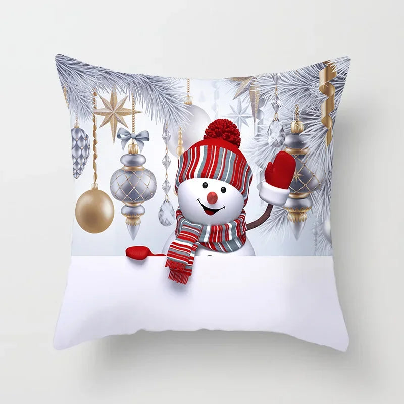 Merry Christmas Cushion Cover Christmas Decorations for Home 2021 Cristmas Ornament Noel Xmas Decor Navidad Happy New Year Gifts