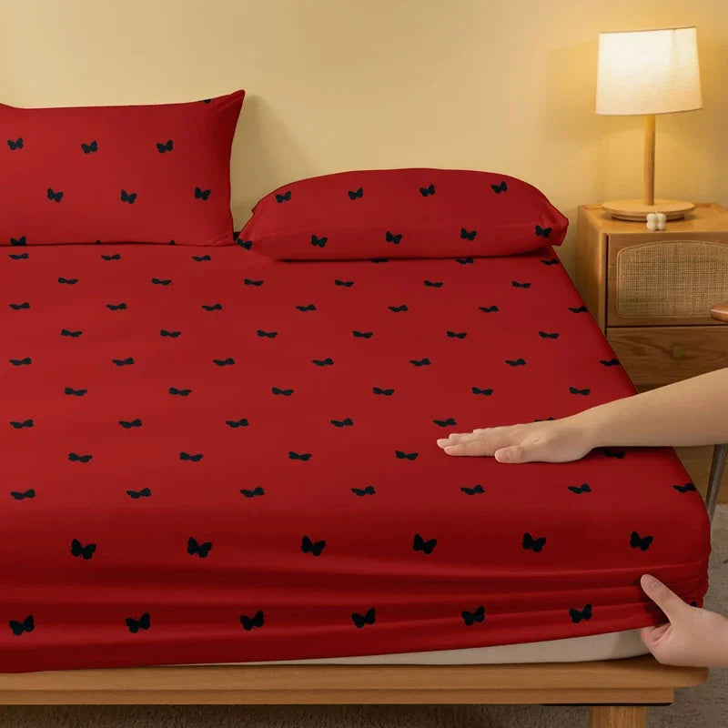 1 matt sengeteppe med sommerfuglmotiv og svart mønster, sengetøy (ekskl. putevar)