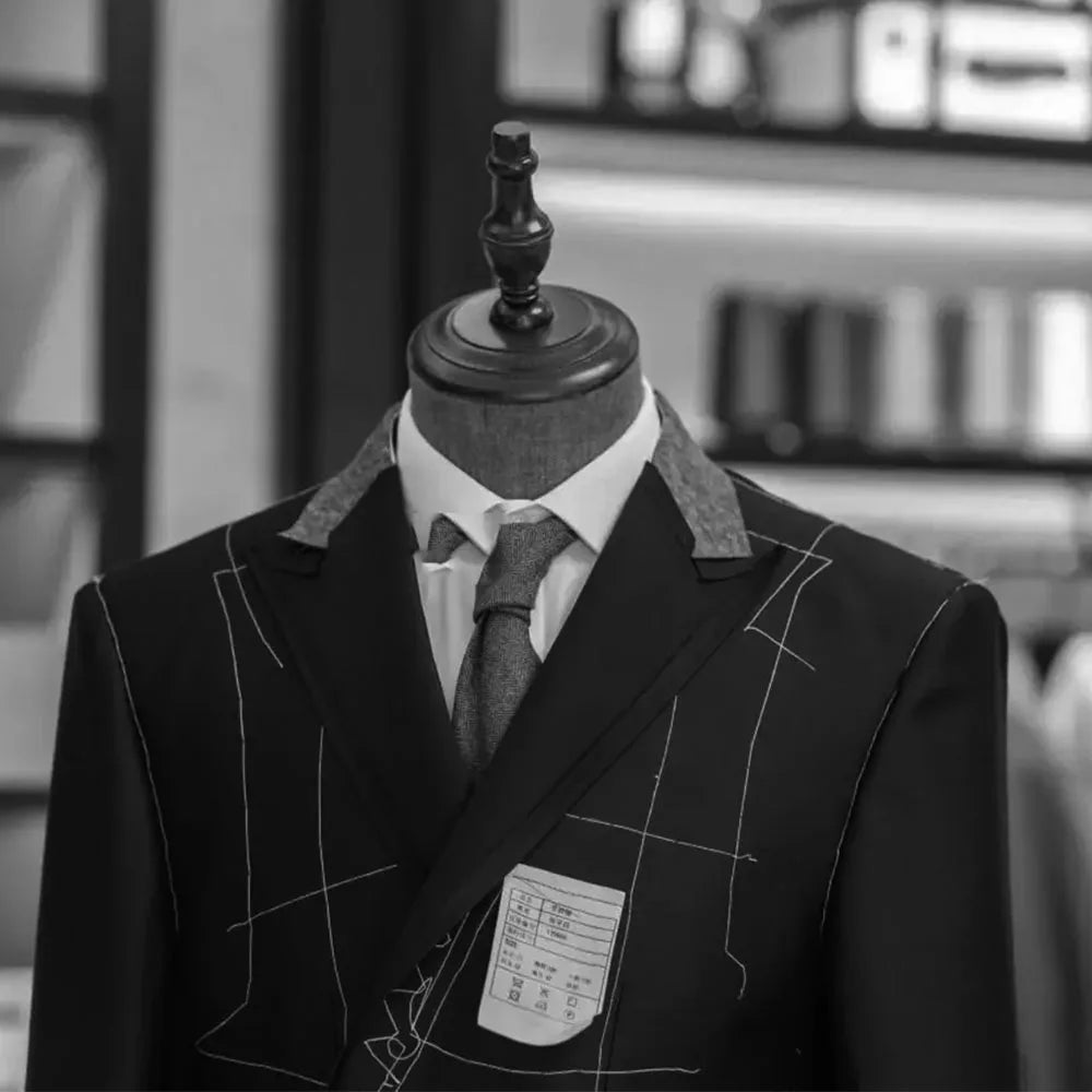 Men's 3 Piece Suits Bussiness Formal Notch Lapel Groomsmen Woolen Plaid Tuxedos for Party Activities Wedding (Blazer+Vest+Pant)
