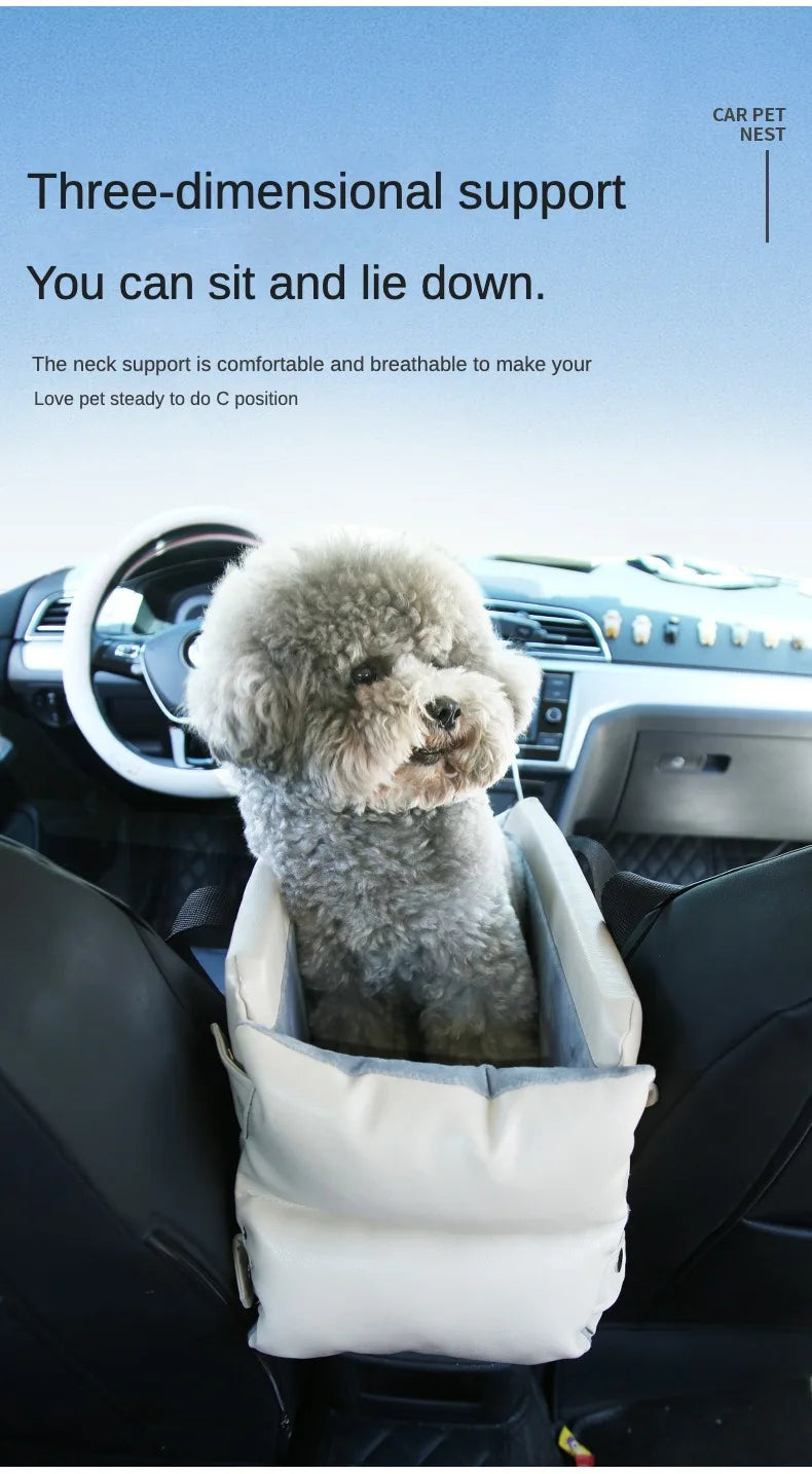 Puppy Dog Car Seat Travel Central Control PU Leather Pet Carrier for Small Dogs Chihuahua Cats Car Transport Dog Accessories