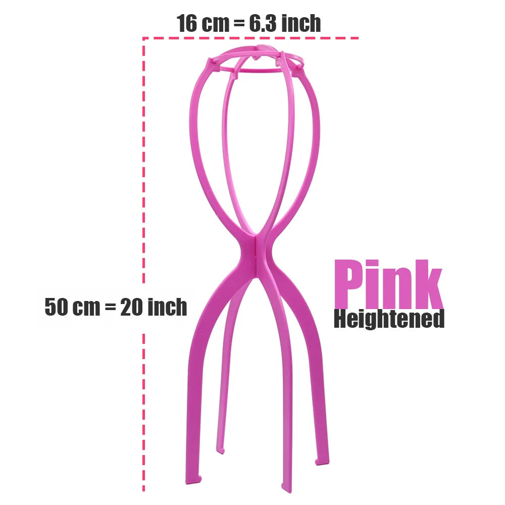 Plastic Wig Stand Portable Wig Head Stand Blank Pink Wig Hang Holder Stand Durable Hair Display Tools Wig Accessories