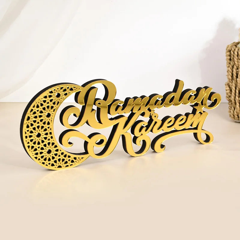 Ramadan Mubarak Acrylic Ornament Eid Mubarak Ramadan Kareem Decoration for Home Islamic Muslim Party Decor Eid Al Adha Gift