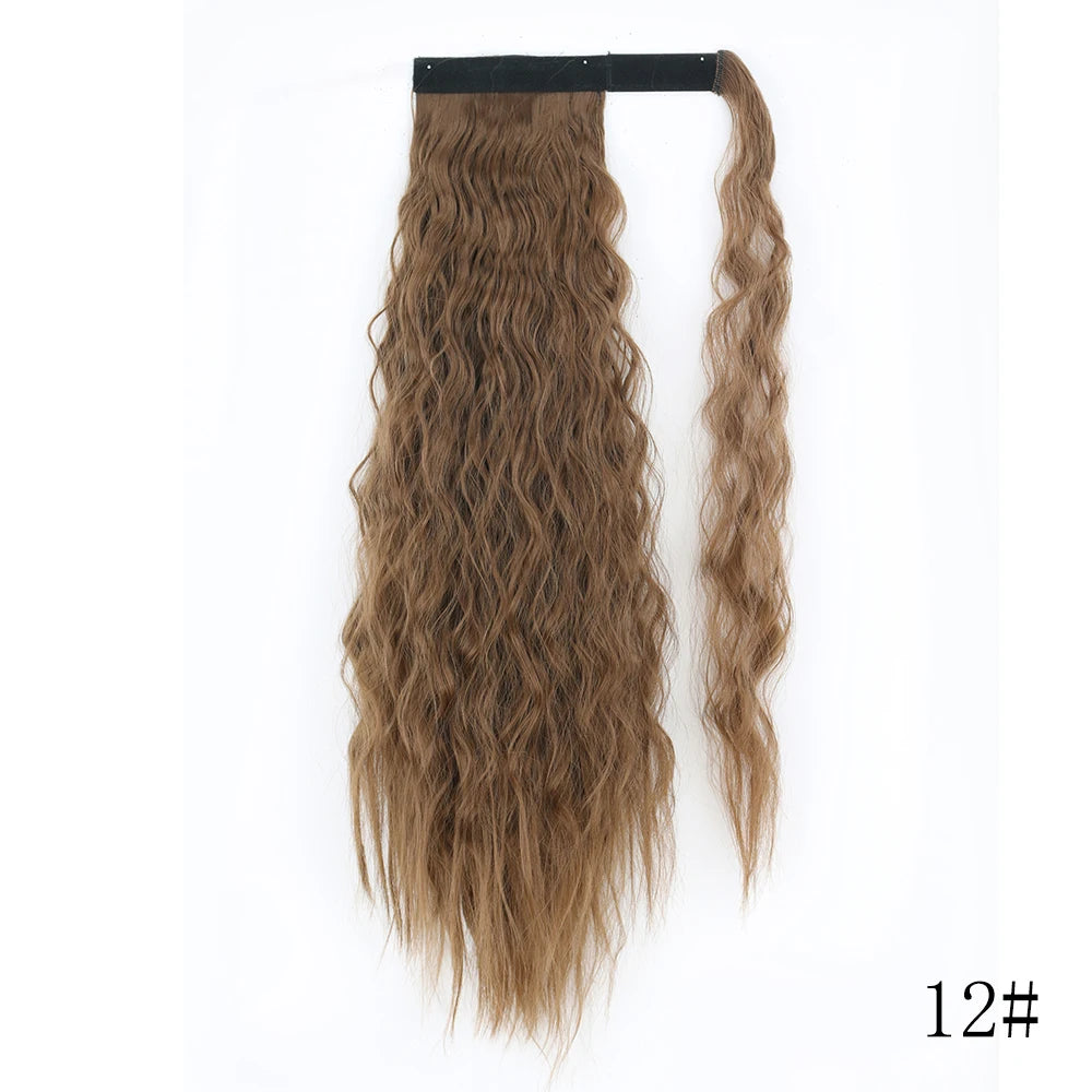 LISI GIRL Synthétique 22/34 Pouces Queue de Cheval enroulée Extensions de Cheveux Bouclés Afro Longs Postiches Queue de Cheval Faux Cheveux Résistant à la Chaleur
