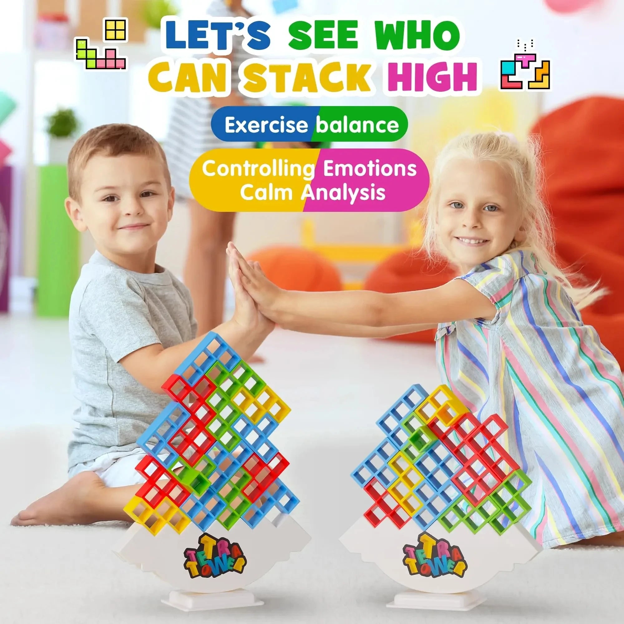 Puzles Tetra Tower Divertido Juego de Mesa de Equilibrio para Apilar Bloques de Construcción para Niños, Adultos, Amigos, Equipo, Dormitorio, Noche de Juegos Familiares, Fiesta