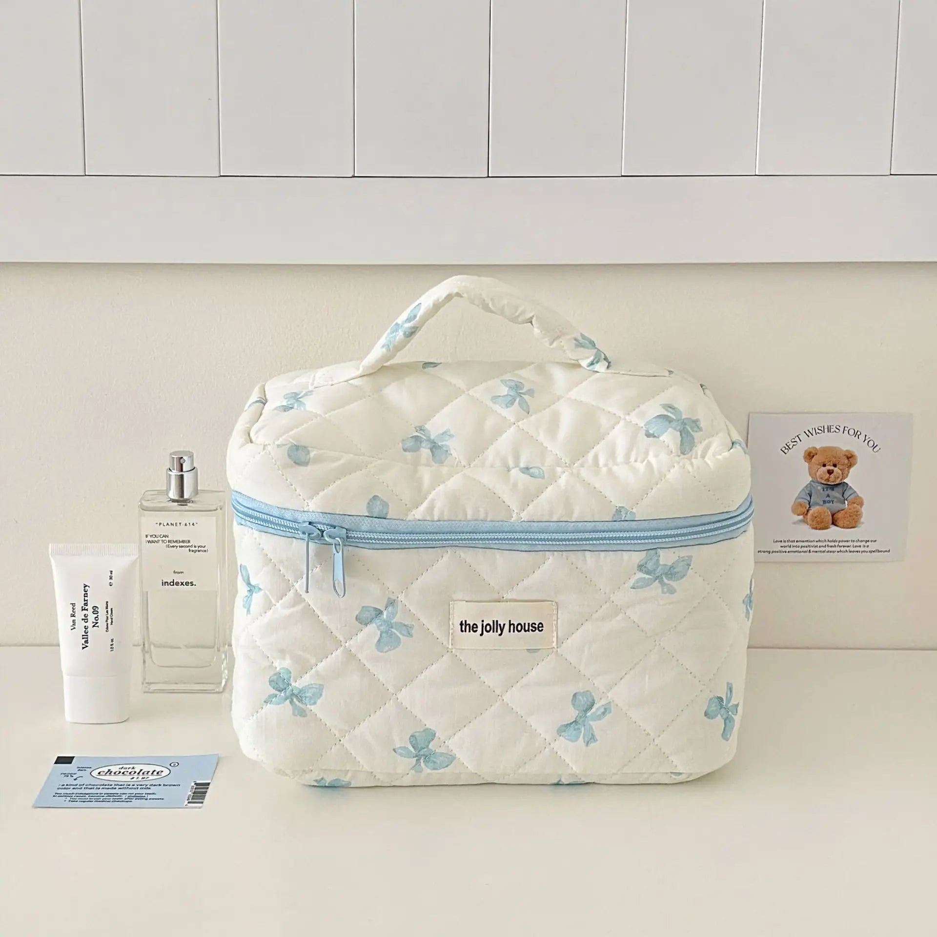 Bolsa de cosméticos para mujerBolsa de viaje para artículos de aseo Bolsa de maquillaje con lazo Bolsa de almacenamiento de maquillaje de moda Neceser organizador de bolso Kosmetiktasche