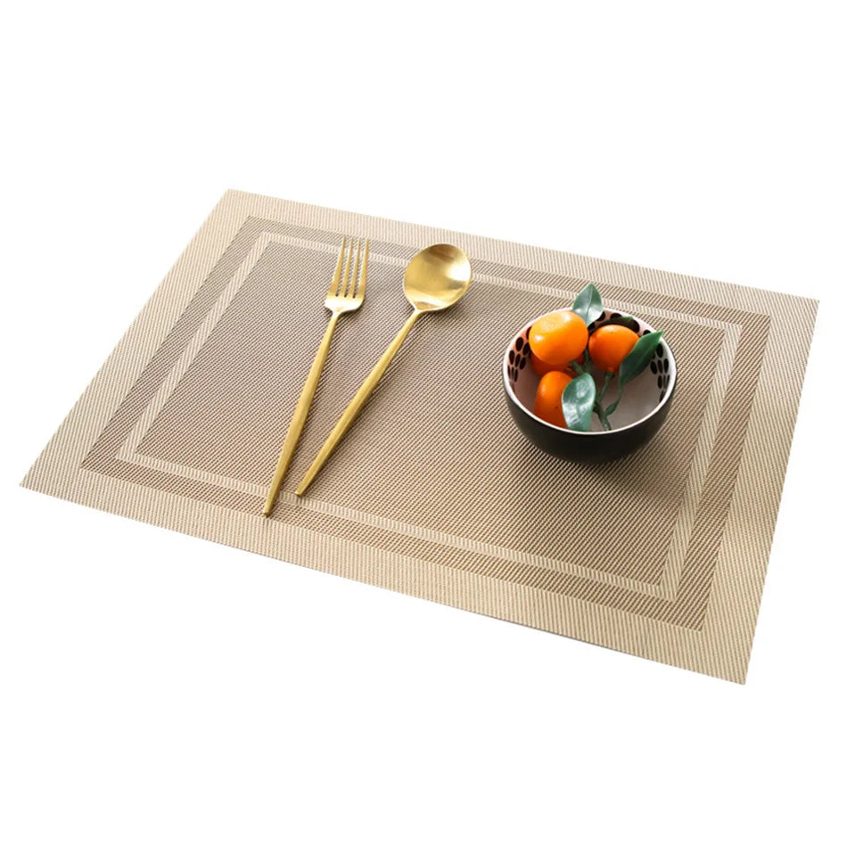 Placemats for Dining Table PVC Bamboo Pattern Table Mats Multiple Colors Non-Slip Heat Resistant Washable Easy to Clean
