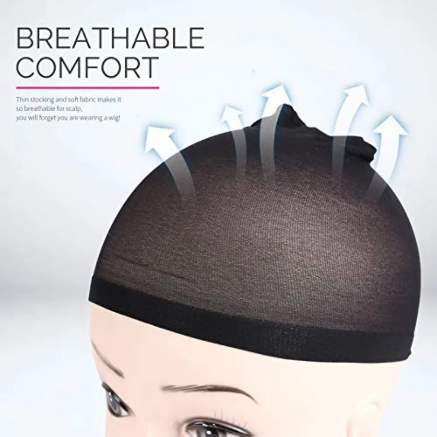 Wig Cap, 6PCS Black Stocking Caps for Wigs, Stretchy Stocking Nylon Caps for Women, Girls,