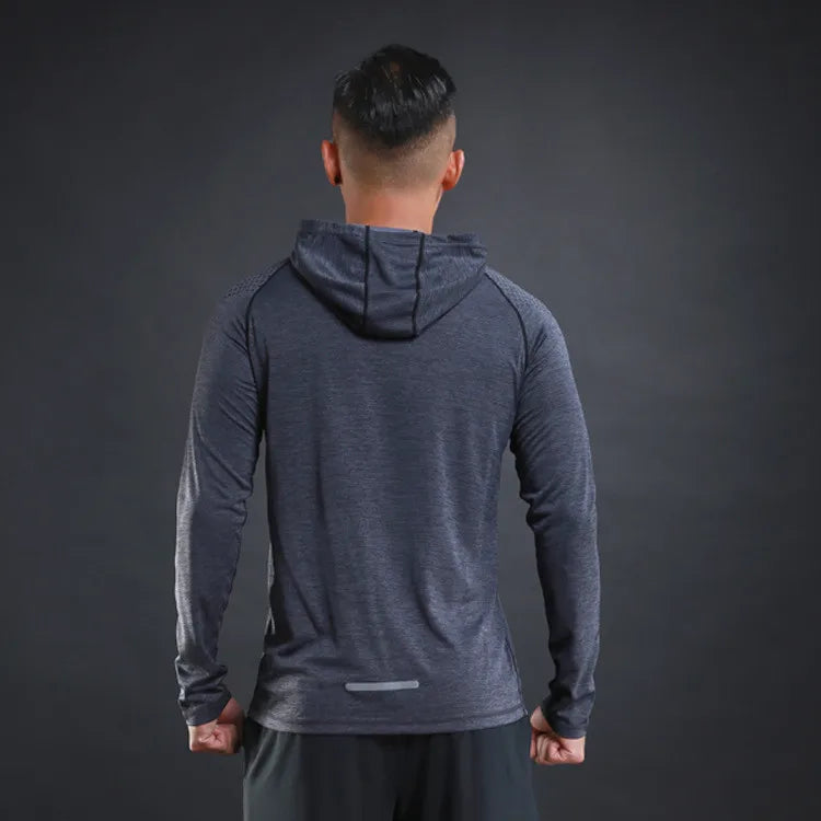 Men Hoodies Summer Running Fitness Casual Hooded Quick Dry Sweatshirts Solid Pullover Shirts with Hood Outdoor Gym Hoodie Man