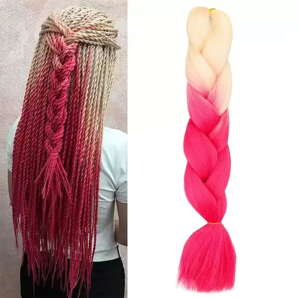24Inch Jumbo Braids Extensions Synthetic Braiding Hair Afro Ombre Color wig for women braid