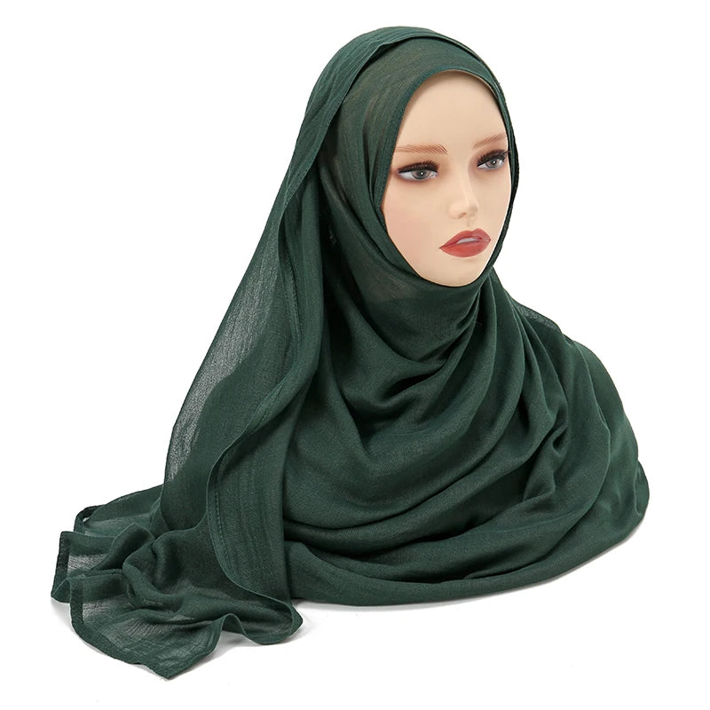 Hijabs musulmanes para mujer, pañuelos finos lisos, chales para mujer musulmana, pañuelo suave de viscosa y rayón, turbante islámico, diadema de 200x85cm