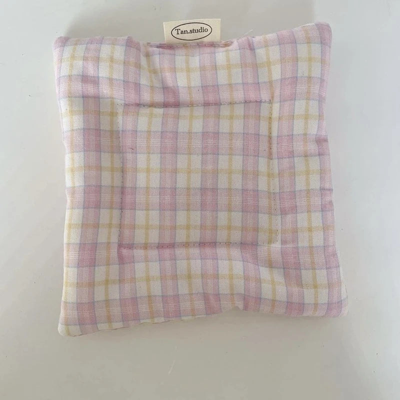 Dessous de verre style coréen fait main en coton à carreaux, coussin isolant, set de table, décoration de la maison, accessoire de cuisine