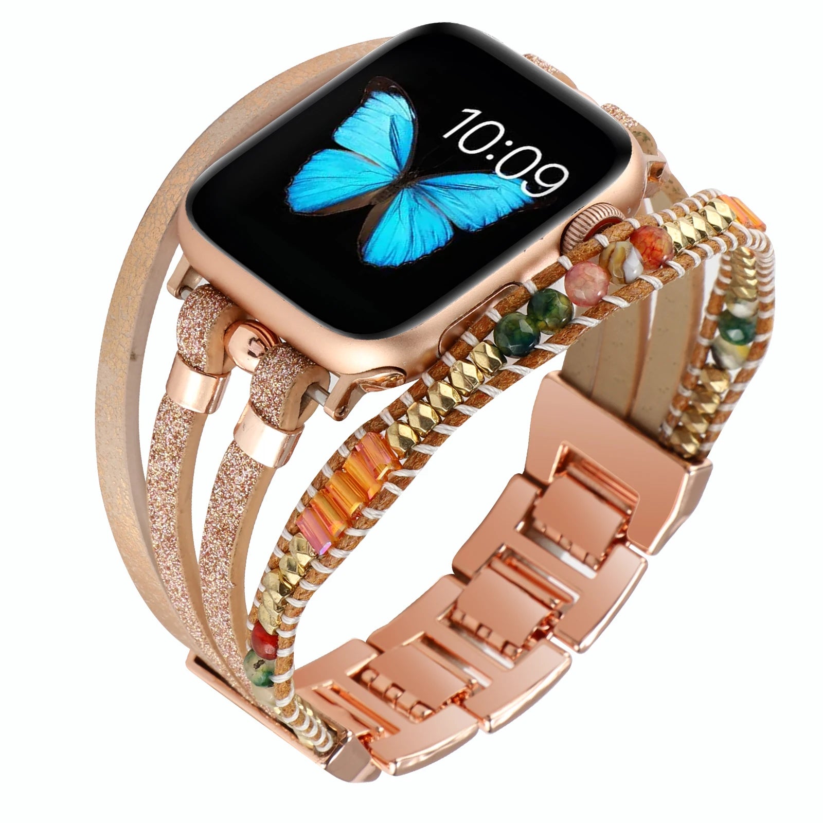 Metal Strap For Apple Watch Band Series876 SE54Ultra Women Jewelry Bracelet Chain IWatch 49mm 45mm 41mm 40mm 38 44mm Peal Wrist